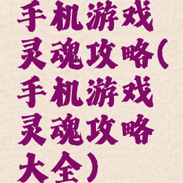 手机游戏灵魂攻略(手机游戏灵魂攻略大全)