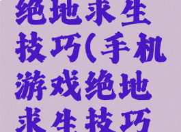 手机游戏绝地求生技巧(手机游戏绝地求生技巧攻略)