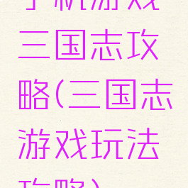 手机游戏三国志攻略(三国志游戏玩法攻略)