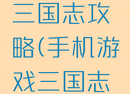 手机游戏三国志攻略(手机游戏三国志攻略大全)