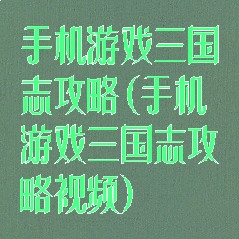 手机游戏三国志攻略(手机游戏三国志攻略视频)
