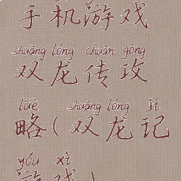手机游戏双龙传攻略(双龙记游戏)