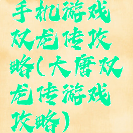 手机游戏双龙传攻略(大唐双龙传游戏攻略)