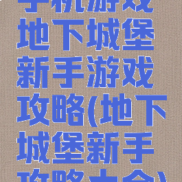 手机游戏地下城堡新手游戏攻略(地下城堡新手攻略大全)