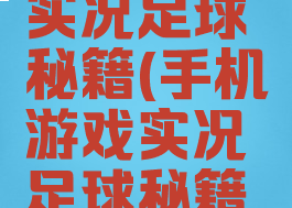 手机游戏实况足球秘籍(手机游戏实况足球秘籍在哪)