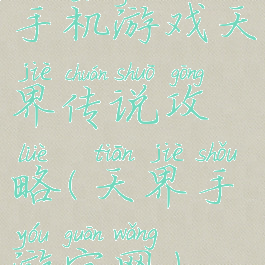 手机游戏天界传说攻略(天界手游官网)