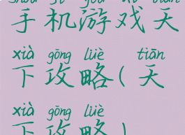手机游戏天下攻略(天下攻略)