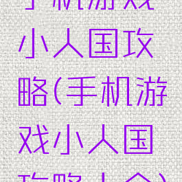 手机游戏小人国攻略(手机游戏小人国攻略大全)