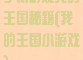 手机游戏我的王国秘籍(我的王国小游戏)