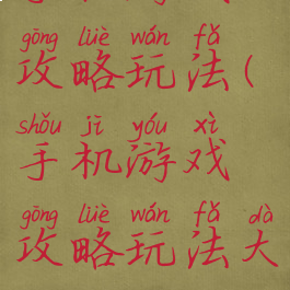 手机游戏攻略玩法(手机游戏攻略玩法大全)