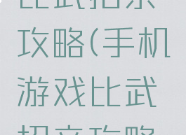 手机游戏比武招亲攻略(手机游戏比武招亲攻略视频)