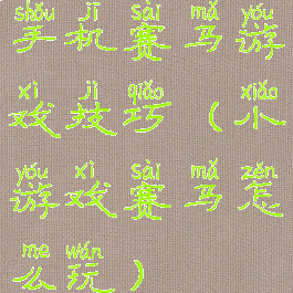 手机赛马游戏技巧(小游戏赛马怎么玩)