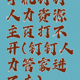 手机钉钉人力资源主页打不开(钉钉人力管家进不去)