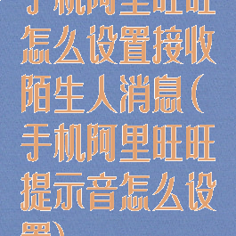 手机阿里旺旺怎么设置接收陌生人消息(手机阿里旺旺提示音怎么设置)
