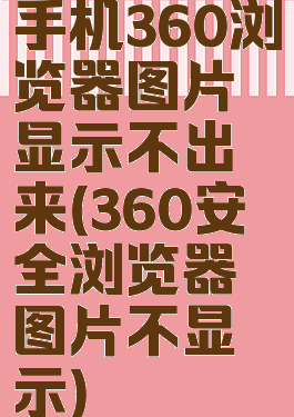 手机360浏览器图片显示不出来(360安全浏览器图片不显示)