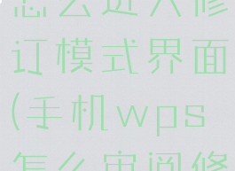 手机wps怎么进入修订模式界面(手机wps怎么审阅修订)