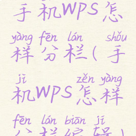 手机wps怎样分栏(手机wps怎样分栏编辑)