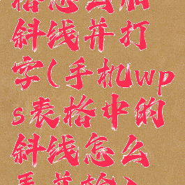手机wps表格怎么加斜线并打字(手机wps表格中的斜线怎么弄并输入文字)