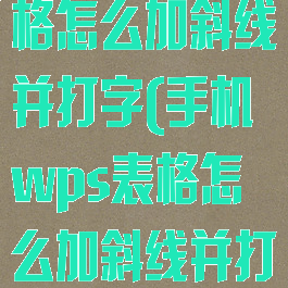 手机wps表格怎么加斜线并打字(手机wps表格怎么加斜线并打字的)