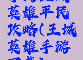 手游王城英雄平民攻略(王城英雄手游下载)