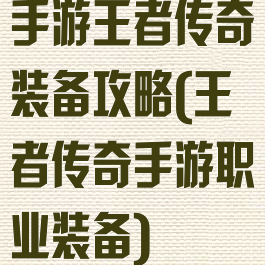 手游王者传奇装备攻略(王者传奇手游职业装备)