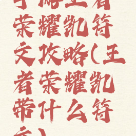 手游王者荣耀凯符文攻略(王者荣耀凯带什么符文)