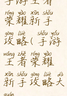 手游王者荣耀新手攻略(手游王者荣耀新手攻略大全)