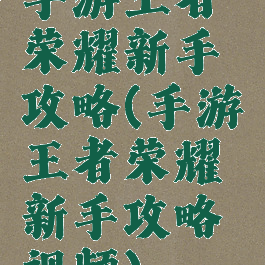 手游王者荣耀新手攻略(手游王者荣耀新手攻略视频)