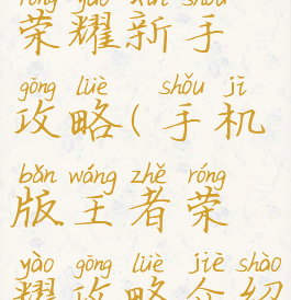 手游王者荣耀新手攻略(手机版王者荣耀攻略介绍)