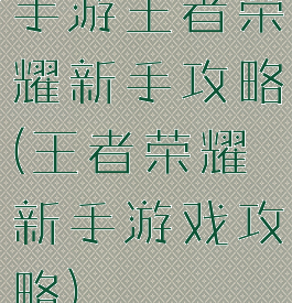 手游王者荣耀新手攻略(王者荣耀新手游戏攻略)