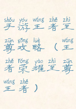 手游王者至尊攻略(王者荣耀至尊王者)