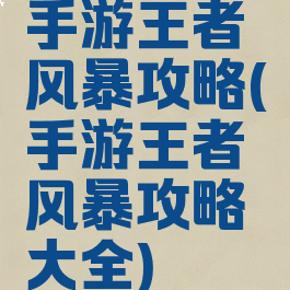 手游王者风暴攻略(手游王者风暴攻略大全)