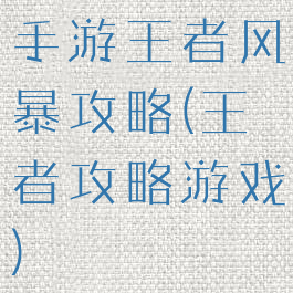 手游王者风暴攻略(王者攻略游戏)