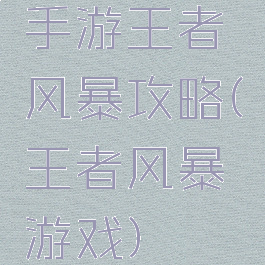 手游王者风暴攻略(王者风暴游戏)