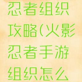 手游火影忍者组织攻略(火影忍者手游组织怎么进)