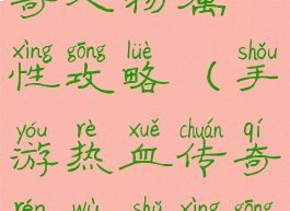 手游热血传奇人物属性攻略(手游热血传奇人物属性攻略视频)