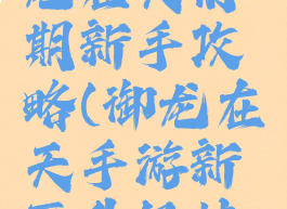 手游版御龙在天前期新手攻略(御龙在天手游新区升级技巧)