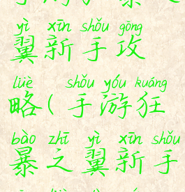 手游狂暴之翼新手攻略(手游狂暴之翼新手攻略大全)