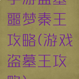 手游盗墓噩梦秦王攻略(游戏盗墓王攻略)