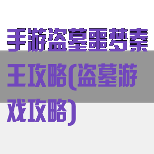 手游盗墓噩梦秦王攻略(盗墓游戏攻略)