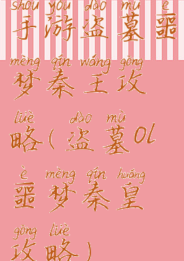 手游盗墓噩梦秦王攻略(盗墓ol噩梦秦皇攻略)