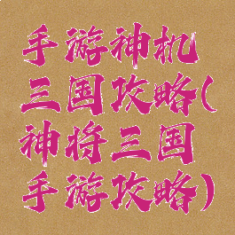 手游神机三国攻略(神将三国手游攻略)