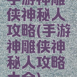 手游神雕侠神秘人攻略(手游神雕侠神秘人攻略大全)