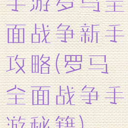 手游罗马全面战争新手攻略(罗马全面战争手游秘籍)