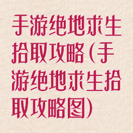 手游绝地求生拾取攻略(手游绝地求生拾取攻略图)