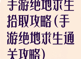 手游绝地求生拾取攻略(手游绝地求生通关攻略)