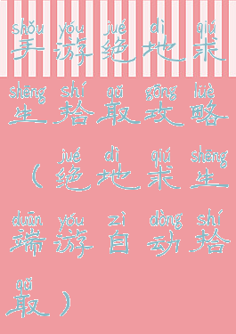 手游绝地求生拾取攻略(绝地求生端游自动拾取)