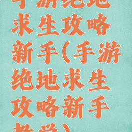 手游绝地求生攻略新手(手游绝地求生攻略新手教学)