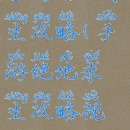 手游绝地求生攻略(手游绝地求生攻略视频)