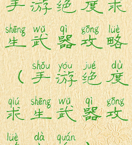 手游绝度求生武器攻略(手游绝度求生武器攻略大全)